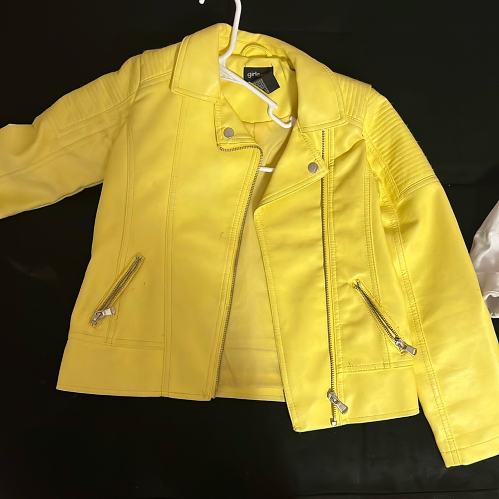 Yellow leather biker jacket